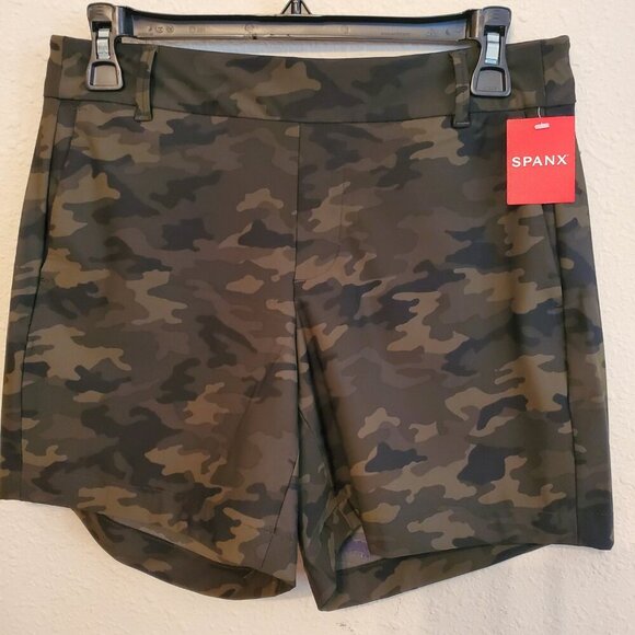 SPANX Pants - NWT SPANX Sunshine Green Camo Women's Shorts Shape-Up, Size L/12